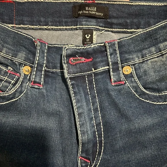 Hallee True Religion Dark Blue Jeans with Pink Stitching - Picture 4 of 4